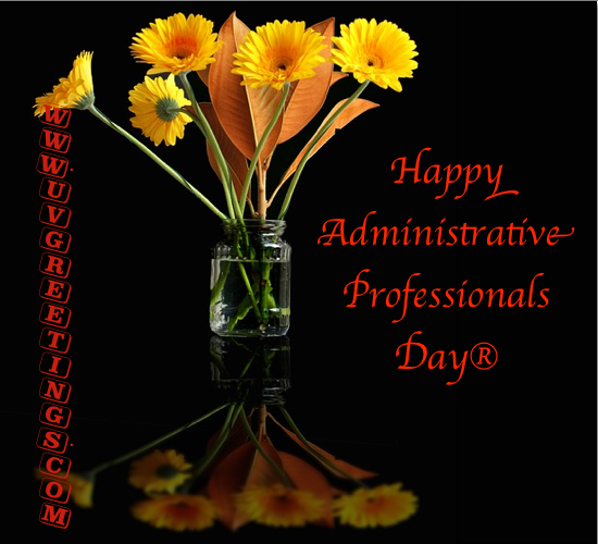 Happy Administrative Professionals' Day® - Vase with Bright flowers, blackground