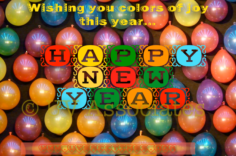 Happy New Year - Colors of Joy with Multicolor Balloons