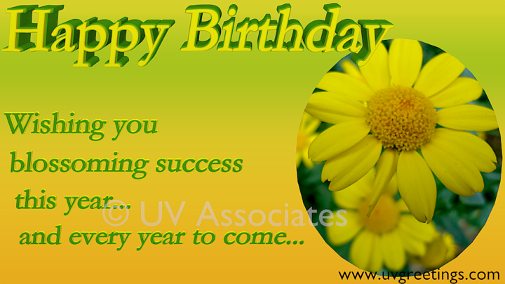Happy Birthday ecard to wish blossoming success