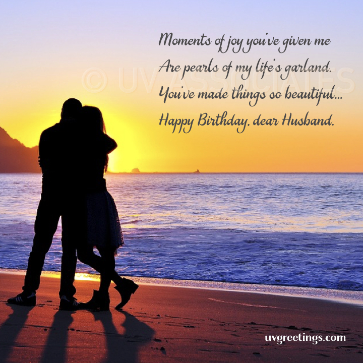 A simple poem for husband's birthday. A beautiful silhouette - a scenic beach sunset.