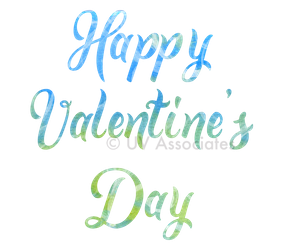 Happy Valentine's Day Script Blue Green Watercolor Textured