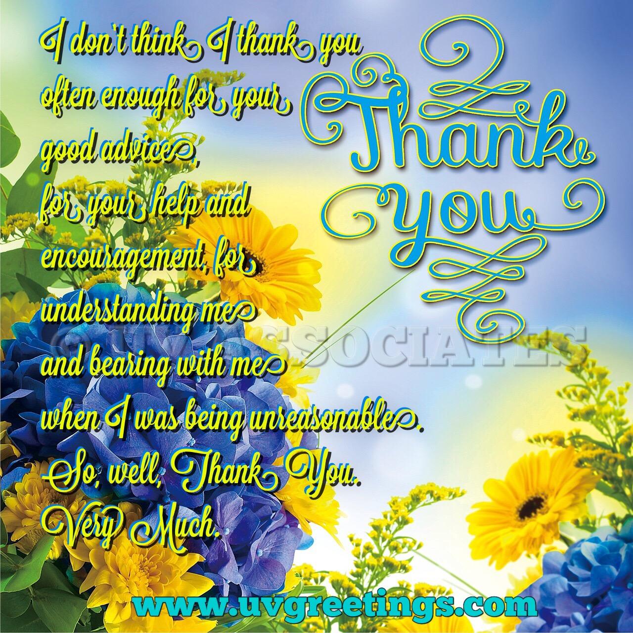 Thank you friend eCard - Bright Flowers and Typography 