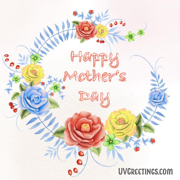 Happy Mother’s Day - eCard with Bright Yellow Red Flowers