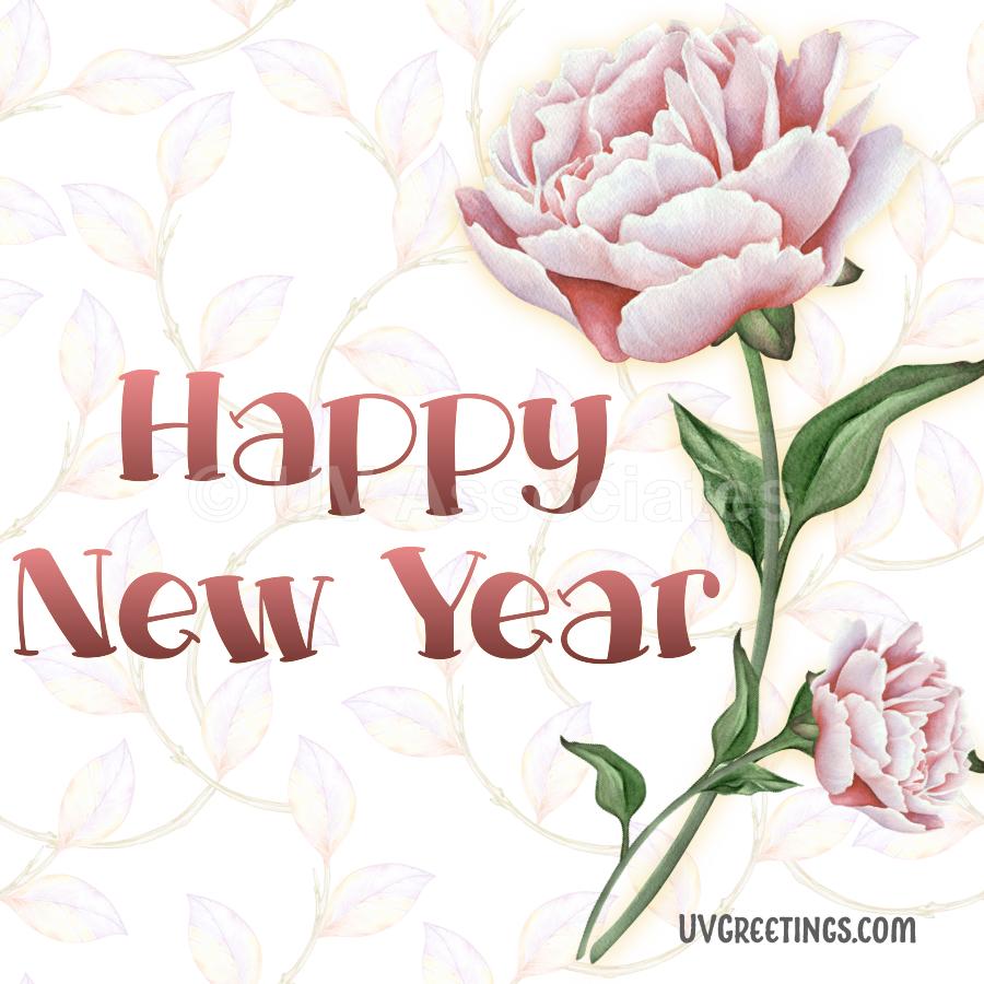 A couple of gorgeous watercolor pink blossoms - Happy New Year