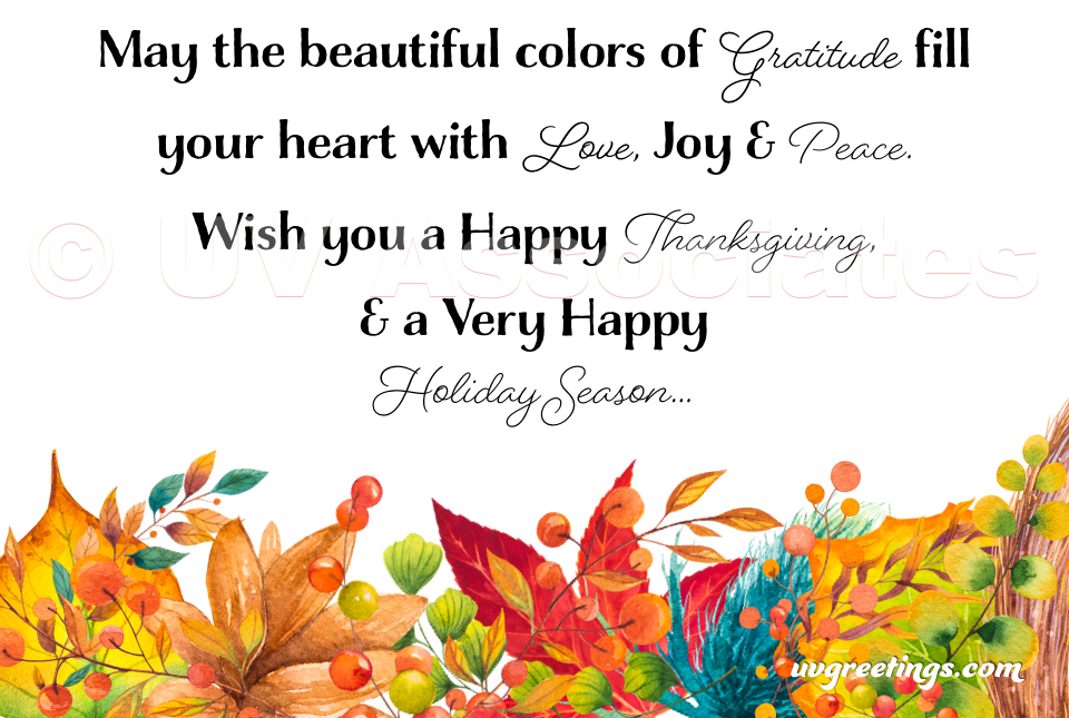 Colors of Gratitude - eCards with bright watercolor autumn foliage