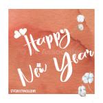 New Year eCard with Orange Background, White Happy New Year Script 