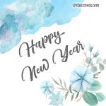 Blue Floral Stylish Design Happy New Year ecard